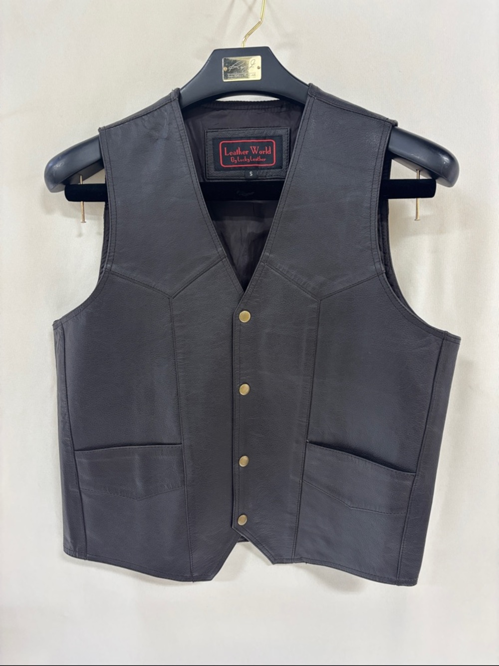 Black Men's Snap-Front Leather Vest